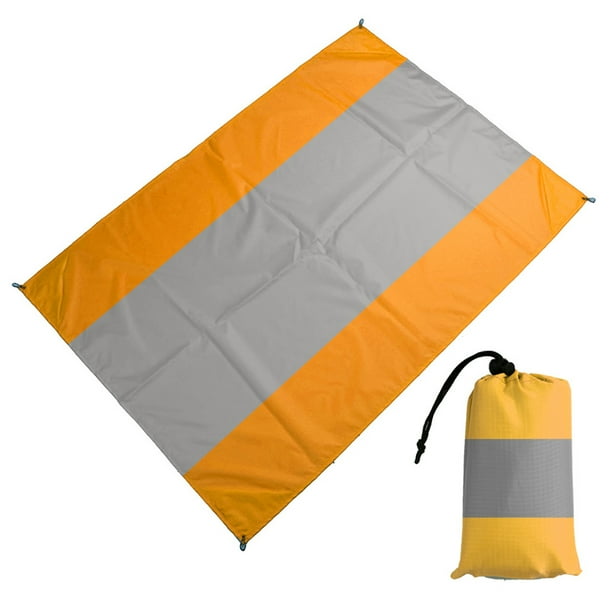 Estera de playa para exteriores, impermeable, ligera, plegable, portátil, manta de bolsillo, estera de picnic, estera grande y compacta, sin arena, de secado rápido, con 4 esquinas
