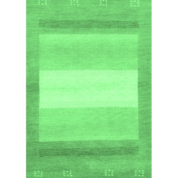 Ahgly Company Indoor Rectangle Abstract Emerald Green Modern Area Rugs, 2' x 5'