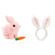 thumbnail image 1 of Conejito de juguete para niños paseo eléctrico de Pascua salto con zanahoria para regalo color rosa, 1 of 3