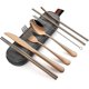 thumbnail image 1 of Utensilios portátiles, juego de cubiertos de viaje para acampar, incluido cuchillo, tenedor, cuchara, palillos, cepillo de limpieza, cubiertos portátiles, 1 of 5