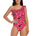 thumbnail image 2 of Yiaed German Shepherd Dog Print Women One Piece Swimsuits Tummy Control One Shoulder Bathing Suits Pattern Ruffle Swimwear-Small, 2 of 8