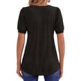 thumbnail image 3 of MOYIKO Blouses for Women T Shirts Pleated Button Puff Short Sleeve Shirts Dressy Casual V Neck Tunic Tops Summer Shirts, 3 of 7