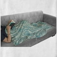 thumbnail image 6 of Teal and White Soft Flannel Fleece Throw Blanket, White Lace Style Pattern Feminine Fashion Romantic Composition Print, Cozy Plush for Indoor and Outdoor Use, 50" x 70", Turquoise White, by Ambesonne, 6 of 6