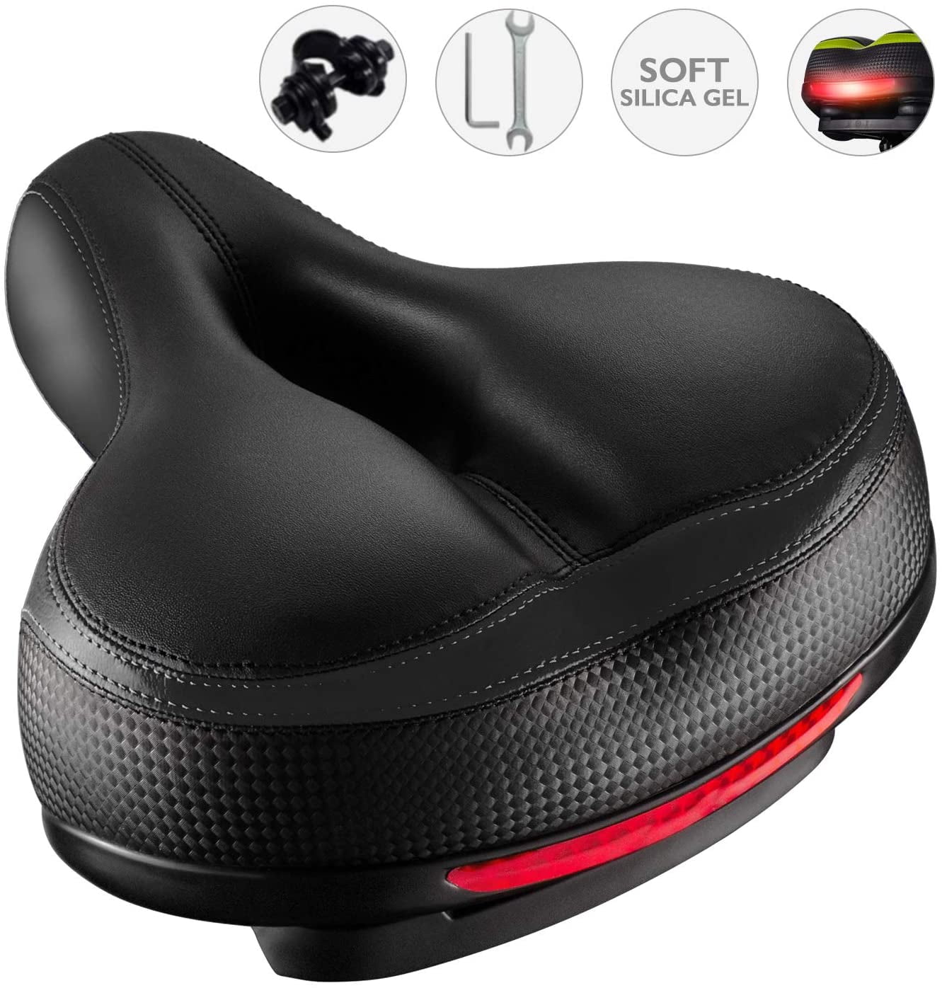 Wide Bike Seat, Comfortable Bike Seats for Men WomenDual Shock