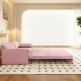thumbnail image 3 of Timbernest 66" Futon Sofa Bed, 3 in 1 Convertible Sleeper Sofa Queen Size with Side Storage, Velvet Pull Out Sofa Bed, Pink, 3 of 11