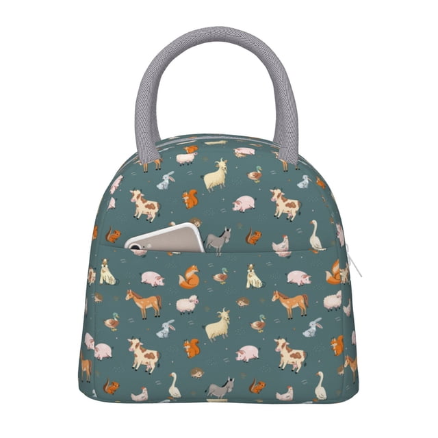 Disketp Farm Animal Bolsa Térmica para Almuerzo, Lonchera con Abertura Amplia y Gran Capacidad, Organizador Reutilizable para Mujeres, Hombres y Adultos