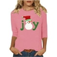 thumbnail image 2 of Gamivast Christmas Tops Women Dressy 3/4 Length Sleeve Letter Graphic T Shirts Funny Xmas Snowman Crew Neck Holiday Blouses Winter Trendy Party Pullover 2025, 2 of 5