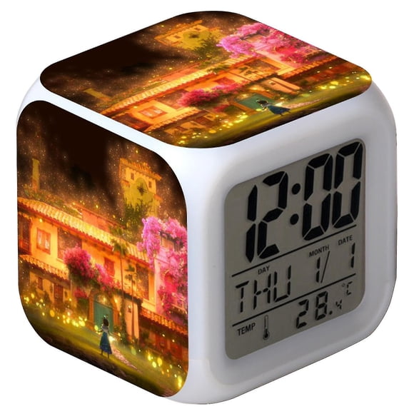 Desktop Clock With 8 Alarm Musics And 7 Color Changing,full House Of Magic Alarm Clock Led Colorful Touch Light Princess Castle Toys For Kids Christma