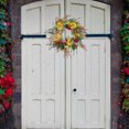 thumbnail image 4 of 21.7 '' rge Artificial Sun Flower Wreath Hoja Guirnalda Puerta de Pared Mural Casa Ranguna Otoño de Acción de Gracias Decoraciones para el hogar Sunnimix Corona de la puerta delantera, 4 of 8