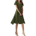 thumbnail image 3 of Aboser Womens Party Dresses for Wedding Guest Fashion Polka Dot Print Sundress Flowy A-Line Beach Dress Summer Short Sleeve Midi Dresses Soft V Neck Dress, 3 of 7