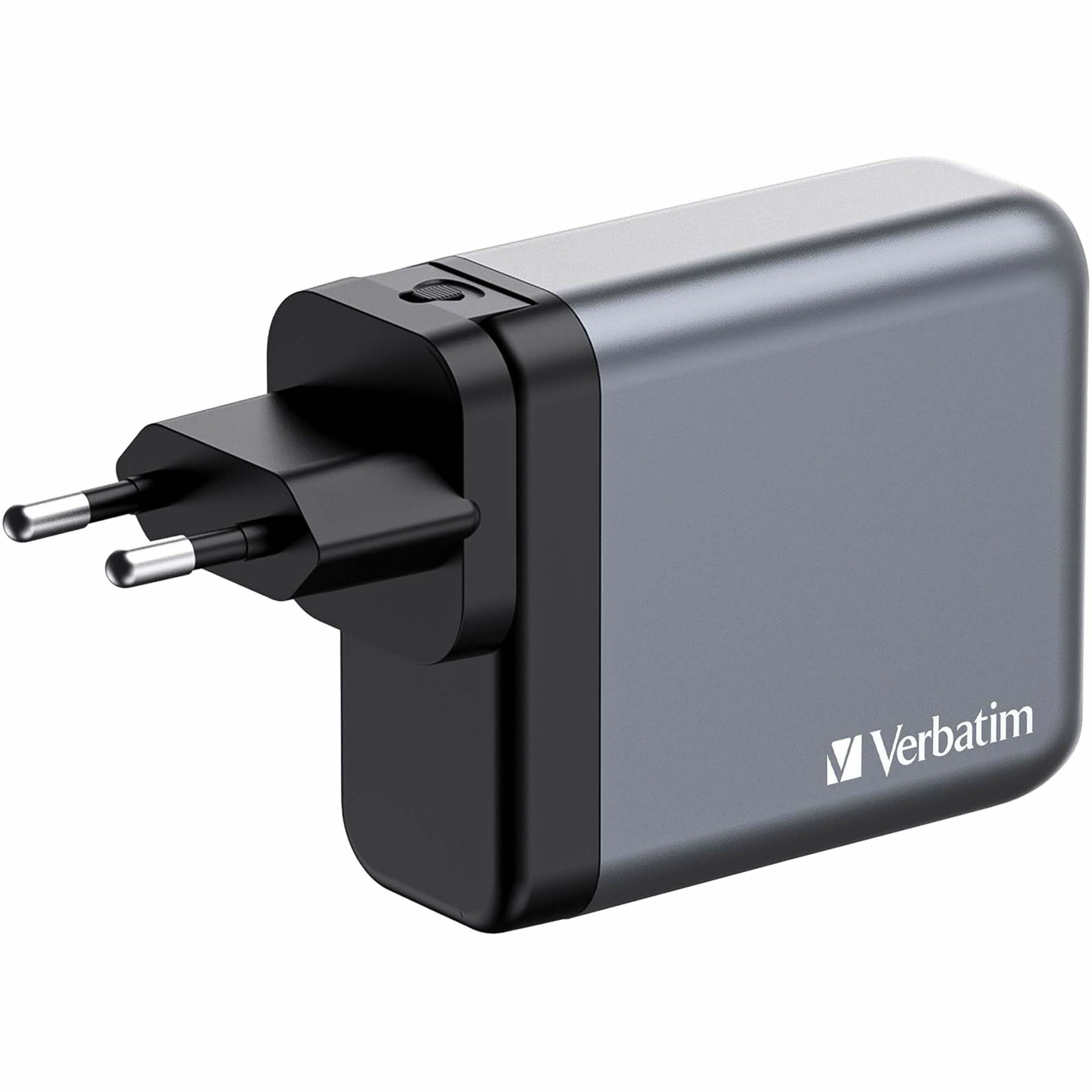Verbatim 140 W 4-Port GaN Wall Charger, Black/Gray