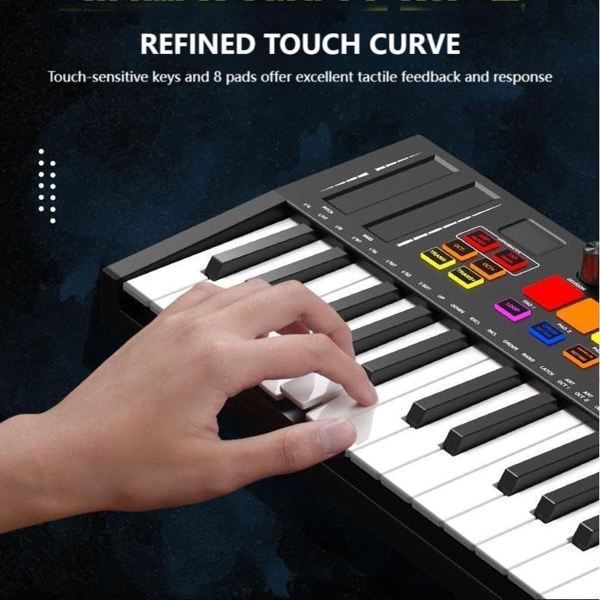 Ataucjin 25 Key MIDI Keyboard Controller with DAW Integration, USB MIDI Keyboard Controller with 8 Drum Pads, 8 Knobs & OLED Display, Compact, Perfect for Music Production