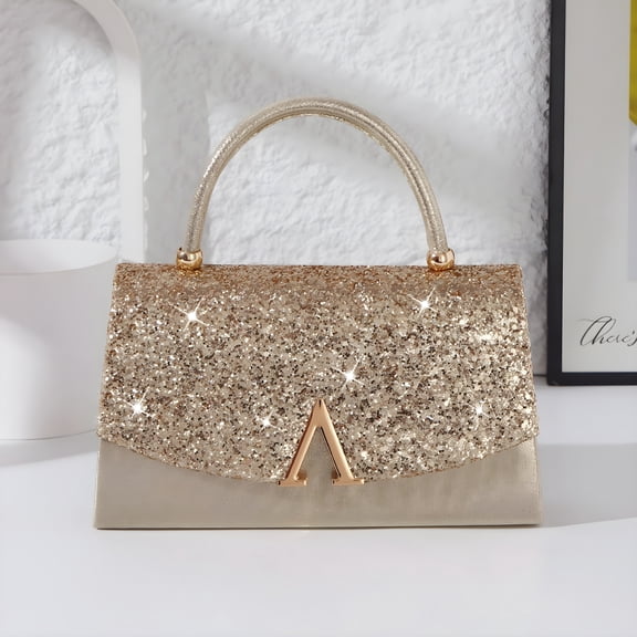 AOMRCOL Gold Women Clutch Bag Formal Evening Clutch Evening Handbag Vintage Wedding Party Purse Detachable Shoulder Strap