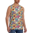 thumbnail image 2 of Bixox Men's colorful Skull sunflower Printed Shirt Sleeveless Fitness Tank Top-Small, 2 of 5