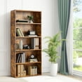 thumbnail image 6 of MCQ 5 Tiers Bookcase, 53 Inch Large Storage Tall Standing Bookshelf with Adjustable Shelves for Home Office, Living Room, Bed Room, Rust, 6 of 7