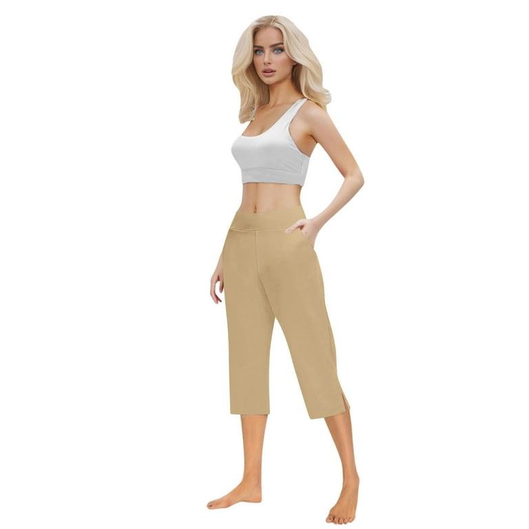 Lovzfmll Cropped Pants for Women, Loose Fit Sport Pants with Side