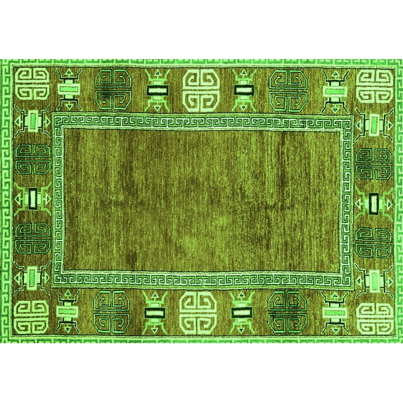 Ahgly Company Indoor Rectangle Oriental Green Modern Area Rugs, 2' x 5'