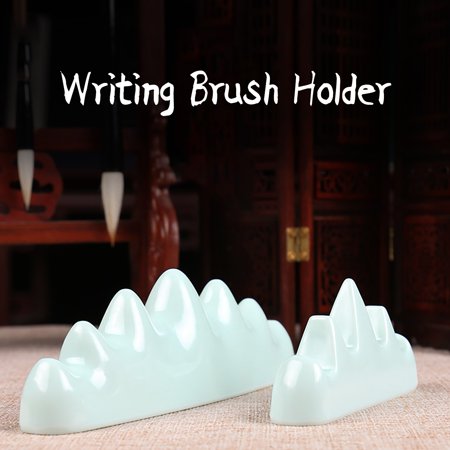 

Writing Brush Holder Smooth Surface Jade-like Glossy Portable Chinese Painting Brush Stand for Home Pink Resin