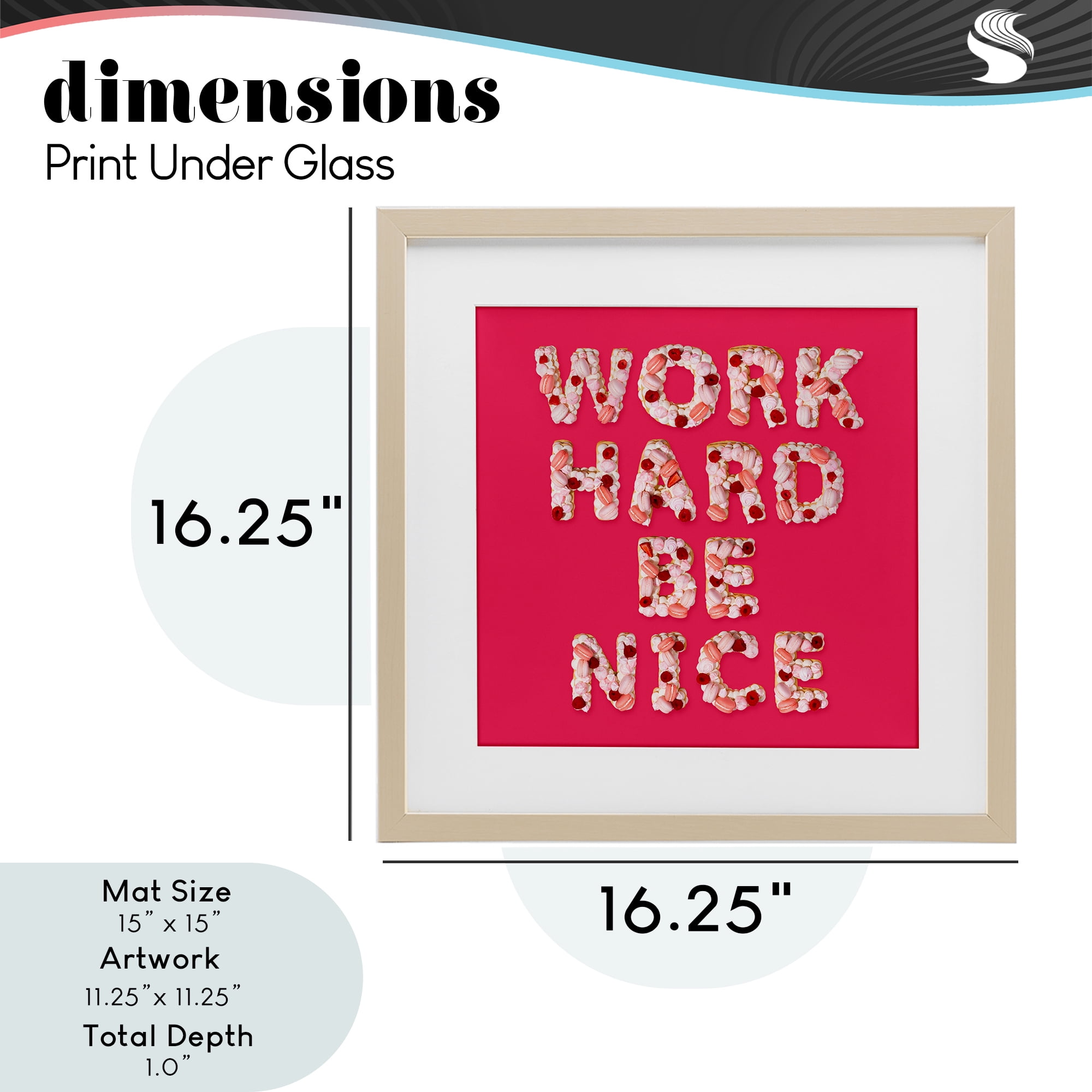 Work Hard Be Nice Birch Framed Print Under Glass, design by LISH Creative