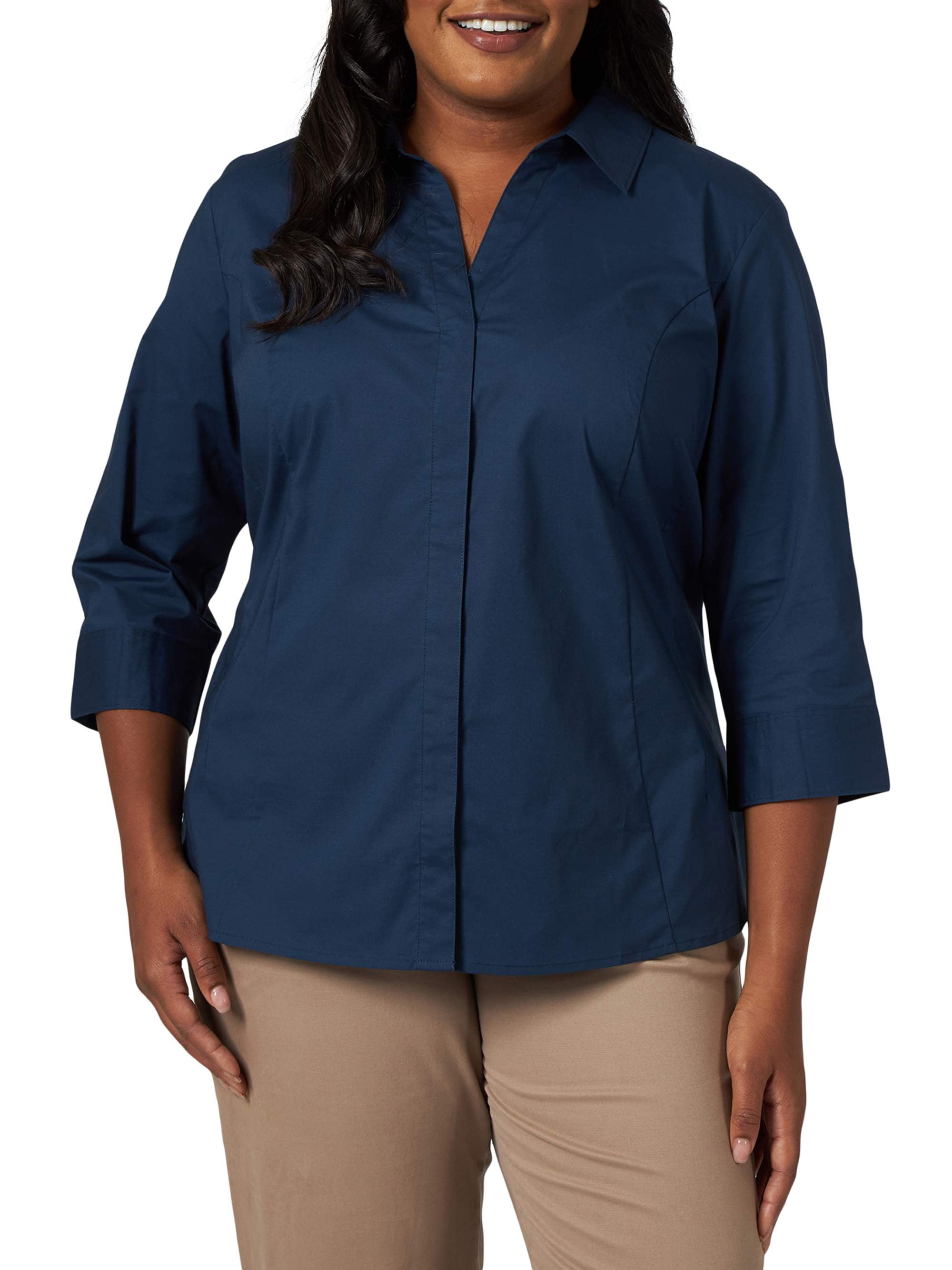 Lee Riders - Lee Riders Women's Plus Size Quarter Sleeve Classic Button ...