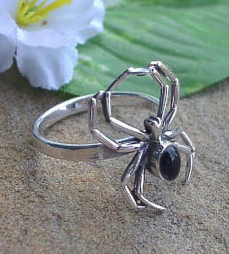 Large Spider Ring with Gemstone - Silver - Marty Magic Store