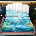 thumbnail image 6 of Xoenoiee Turtle Starfish Coral Print Microfiber Fitted Sheet Set 3 Piece Wrinkle-Free Stain Resistant Bedding Deep Pocket, 1 Fitted Sheet and 2 Pillowcases, Full Size, 6 of 7