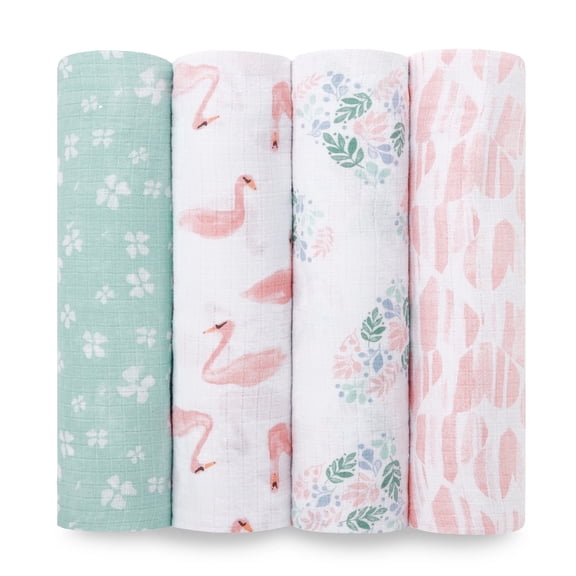 aden   anais Essentials 4-Pack Cotton Muslin Swaddle Blankets, Briar Rose