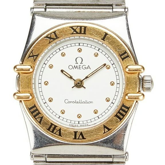 Pre-Owned Omega Constellation Watch, Quartz, White Dial, Stainless Steel, Yellow... (Good)
