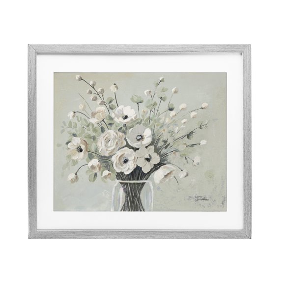 Stupell Industries French Country Siempre Bella Bouquet Gray Framed Print Under Glass, 16 x 13, by Patricia Pinto