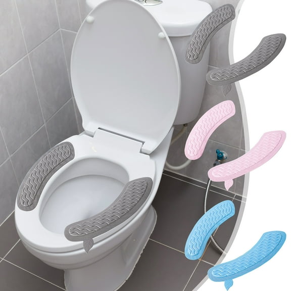 Clearance Under $1 Boovnll 2Pcs Toilet Seat Cover, Memory Foam Soft Toilet Seat Warmer, Washable Self-Adhesive Reusable Toilet Covers for Most Round, Oval and Elongated Toilet Seat