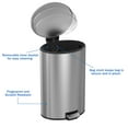 thumbnail image 4 of Better Homes & Gardens Kitchen Trash Can, 10.5 Gallon Stainless Steel Oval Step Garbage Bin with Soft Close Lid, Silver, 4 of 9