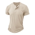 thumbnail image 4 of Krdevn Mens Shirts - Male Spring Summer Short Sleeve Button Pocket Solid Color Sports T Shirt,Mens Fall Shirts,Color:Beige,Size:XXL, 4 of 5
