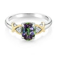 thumbnail image 4 of Gem Stone King 2-Tone 10K Yellow Gold and 925 Sterling Silver Green Mystic Topaz and White Lab Grown Diamond Women Ring (1.65 Cttw, Available in Size 5,6,7,8,9), 4 of 6