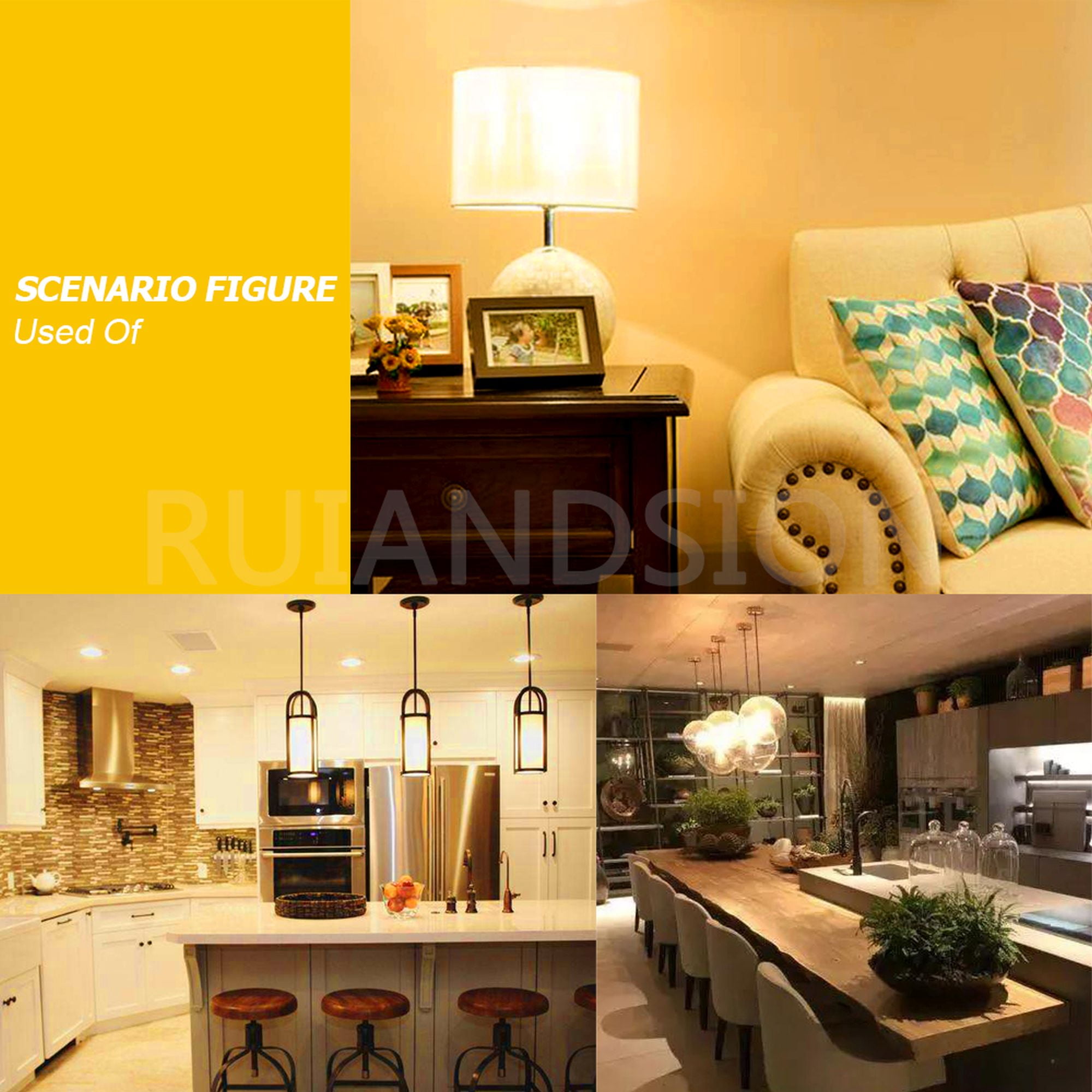 Ruiandsion E12 LED Bulb Warm White 3000K 4 Filament 400LM 2W 110V for Bedroom Lamp Restaurant Holiday Decor,(pack of 10)