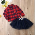thumbnail image 4 of Toddler Baby Girl Christmas Outfits Long Sleeve Red Buffalo Plaid Shirt Top Skirt Tutu Dress Fall Winter Clothes, 4 of 7