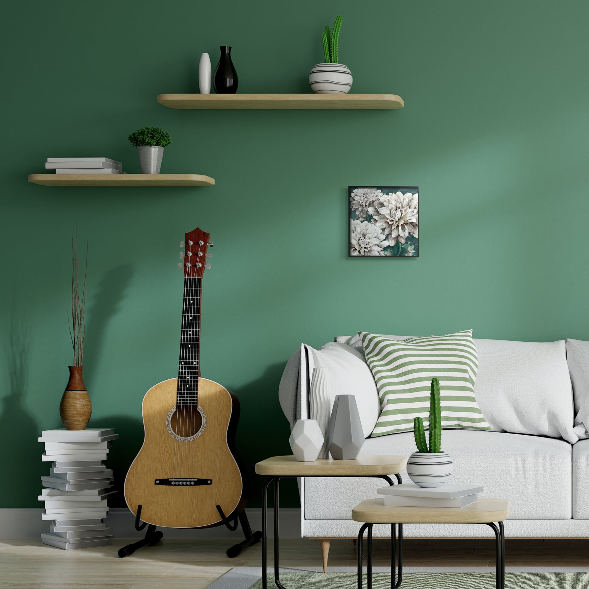 Stupell Industries Flower Blooms White Green Painting Framed Wall Art by Main Line Studio