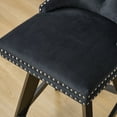 thumbnail image 3 of LegaHome Swivel Bar Stools Set of 2, Counter Height Bar Stool with Back and Button Tufted Decoration, Velvet Upholstered Bar Chair with Solid Wood Legs and Chrome Nailhead Trim, Black, 3 of 10