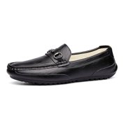 Winter Men's Casual Loafers Slip On Outdoor Fuzzy Furry Loafers Leather Warm Comfortable Shoes Male Driving Shoes Moccasins Classic Penny Loafer Flats Boat Shoes