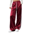 thumbnail image 5 of Guluxicc Women's Satin Pants with Pockets Trendy Elastic Waist Long Wide Leg Trousers for Everyday Wear Summer Casual Outfits, 5 of 6