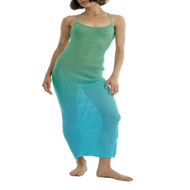 PENGXIANG Femmes Bretelles Spaghetti Sans Dos Creux Bodycon Maxi Robes de Plage
