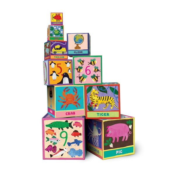 eeBoo's First Words Tot Tower Stacking Blocks for Toddlers Multicolor 1 ea