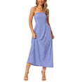 thumbnail image 4 of INSPIRE CHIC Women's Gingham Strapless Maxi Dress 2025 Casual Sleeveless Off Shoulder Smocked Beach Long Sundress XL Blue, 4 of 6