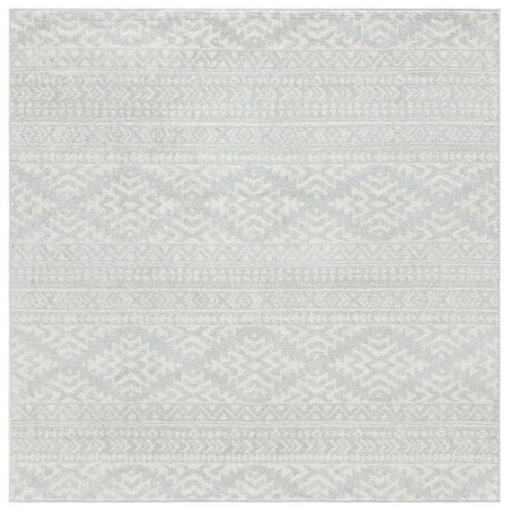 SAFAVIEH Tulum Lakisha Distressed Southwestern Area Rug, 11' x 11' Square, Light Grey/Ivory