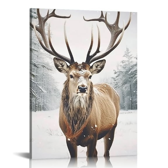 JRXY Winter Decor Gallery Wall Art Prints, Christmas Wall Art, Deer Print Reindeer Print, Scandinavian Poster Nordic Decor Picture 2