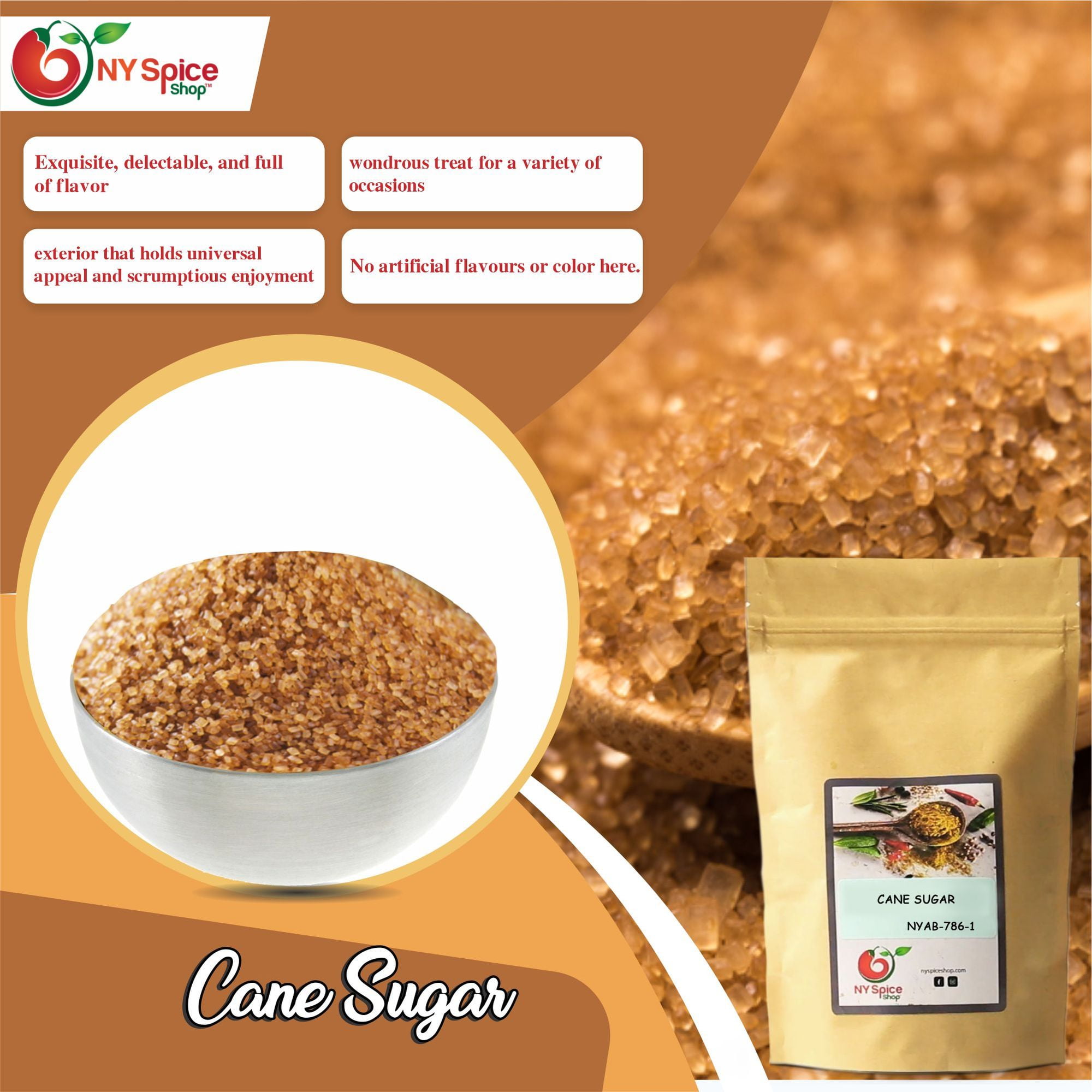 Cane Sugar, Brown Sugar - All Natural - Raw Cane Sugar - Sugarcane - Natural Brown Sugar - 5 Lbs. | 5 Pounds |