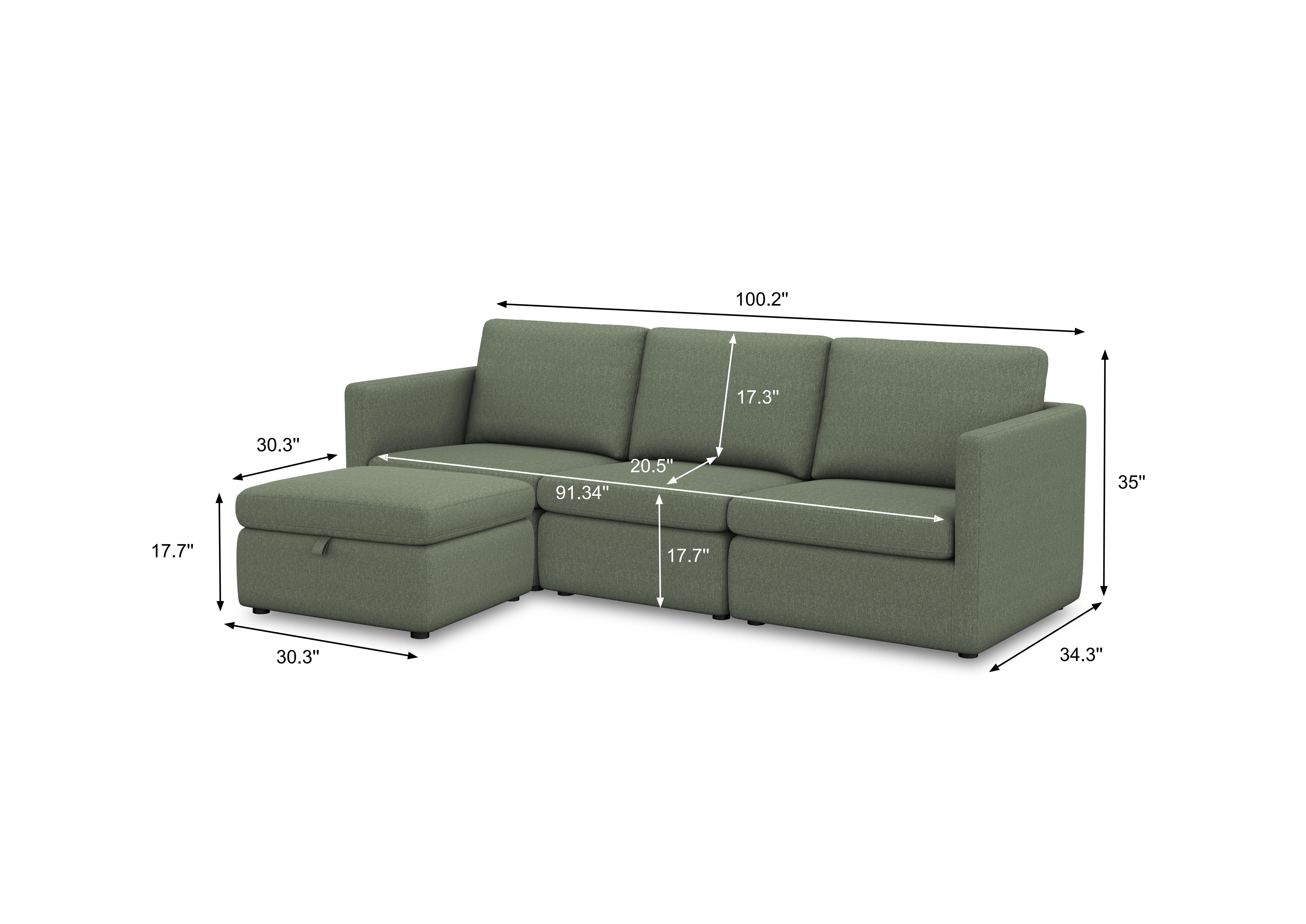 Better Homes & Gardens Modular Sectional Sofa with Storage Ottoman, Olive