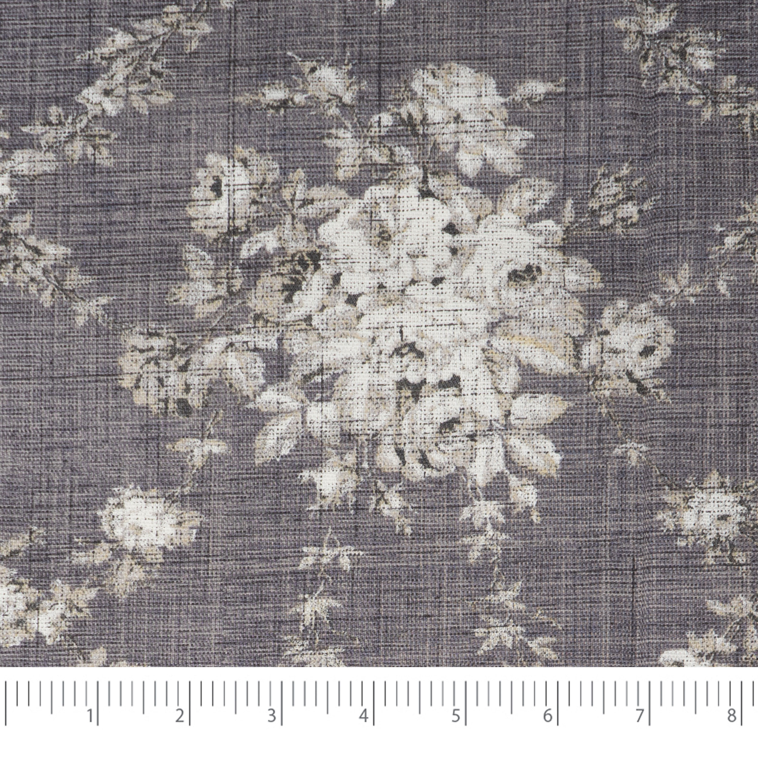 Waverly Inspirations 2 Yard Cut 100% Cotton Duck Print Fabric Dis-Floral Grey, 45" Wide for Quilting & Sewing