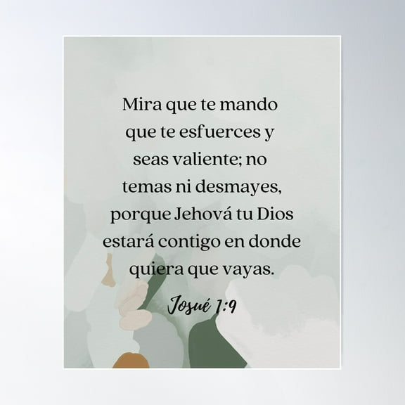 Joshua 1:9 Bible Verse In Spanish Poster Wall Art, Modern Wall Decor For Living Room Bedroom, 8x12 UNFRAMED
