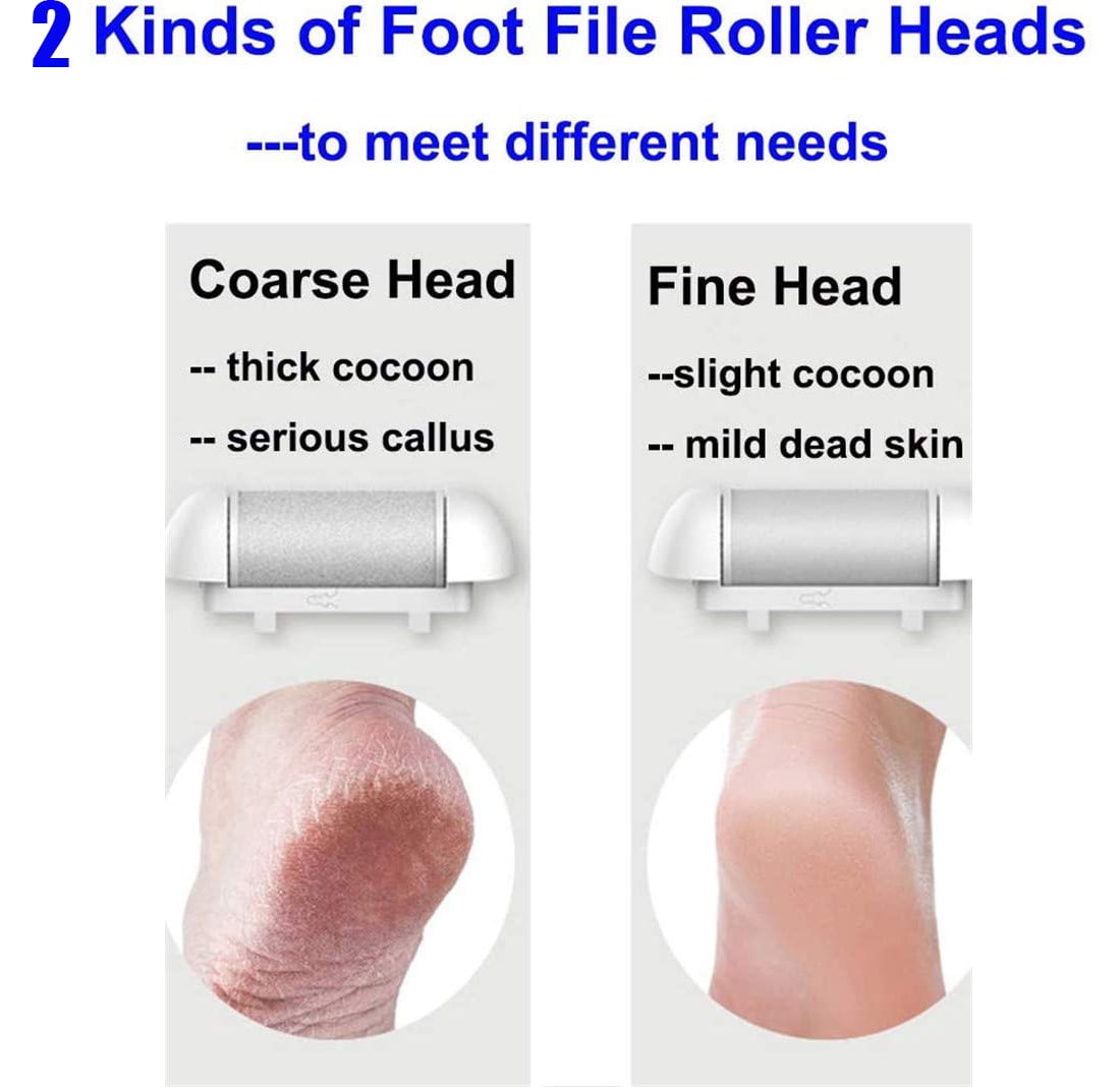 LNKOO Electric Foot Callus Remover Kit Rechargeable callous removers 2 Grinding Heads Portable Waterproof foot file, Professional Pedicure Tools Feet Care for Dead Hard Cracked Dry Skin