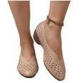 thumbnail image 2 of Xucatan Women's Round Toe Perforated Wedge Heels with Hollow Out Detail, Breathable Faux Leather Low Cut Slip On Shoes, Comfortable Height Increasing Flats for Spring Summer Walking Gift, 2 of 9